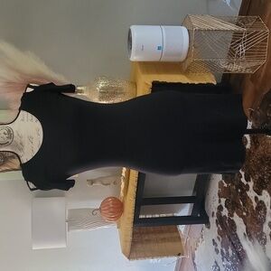 Black, Form Fitting, Cold Shoulder Dress